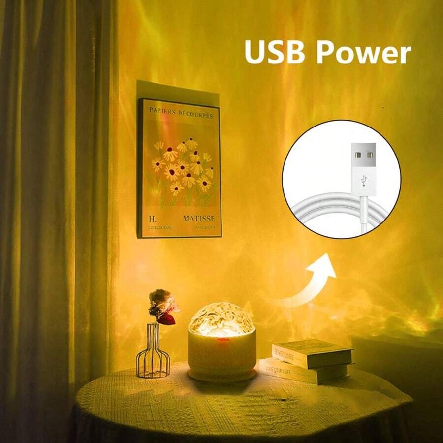 Aurora, Water Ripple, And Starry Sky Projector Lamp - USB-Rechargeable