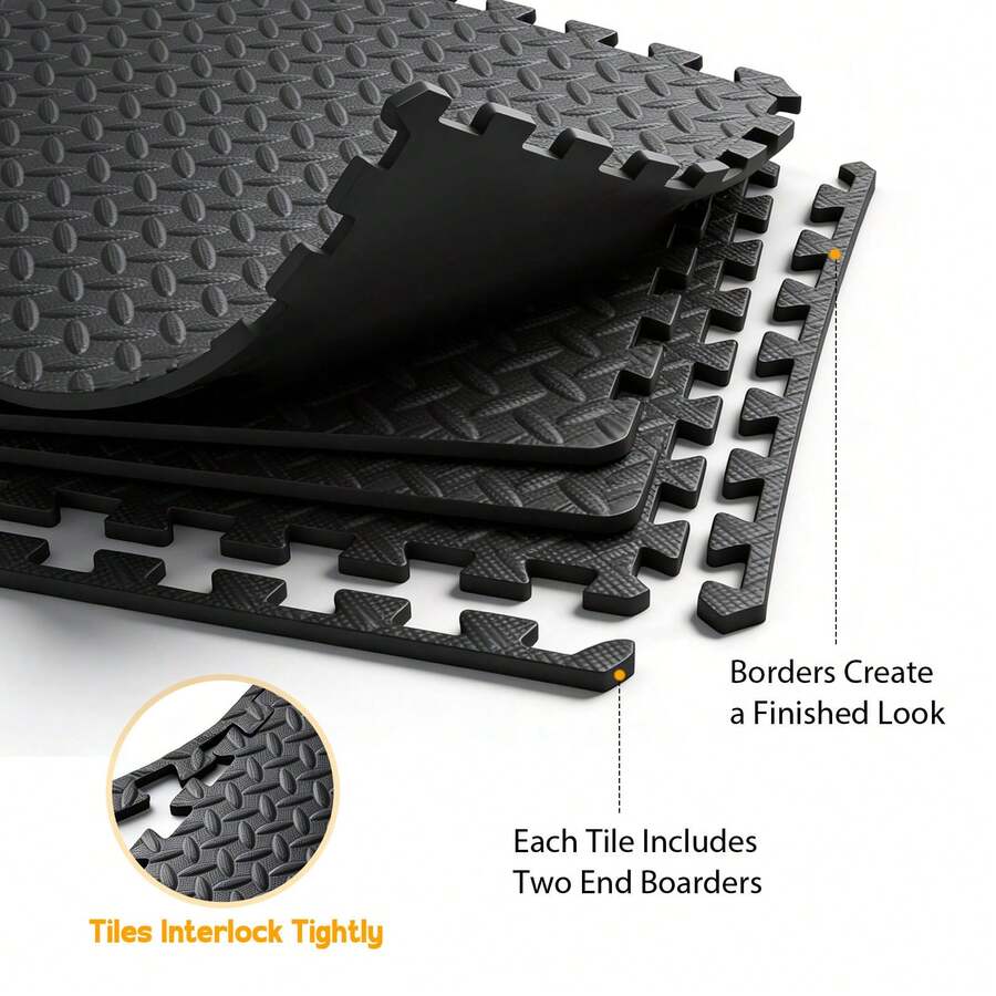 Puzzle Exercise Mat ½ In, EVA Interlocking Foam Floor Tiles For Home Gym