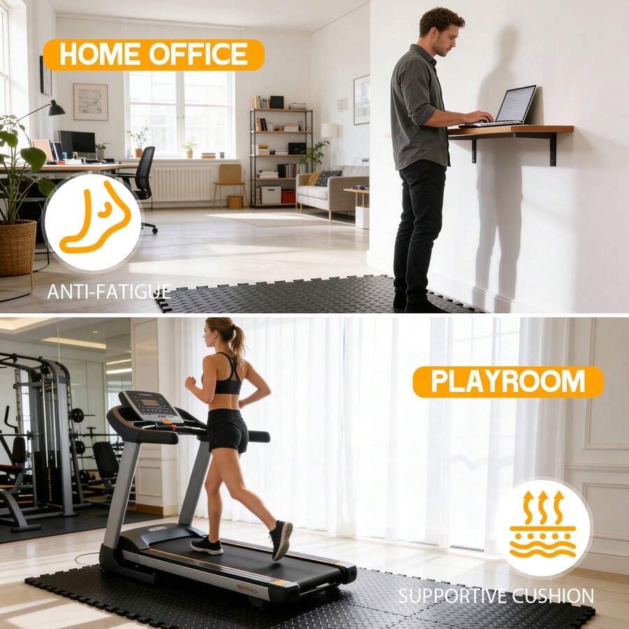 Puzzle Exercise Mat ½ In, EVA Interlocking Foam Floor Tiles For Home Gym
