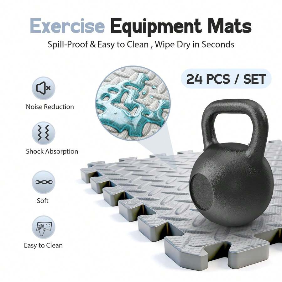 Puzzle Exercise Mat ½ In, EVA Interlocking Foam Floor Tiles For Home Gym