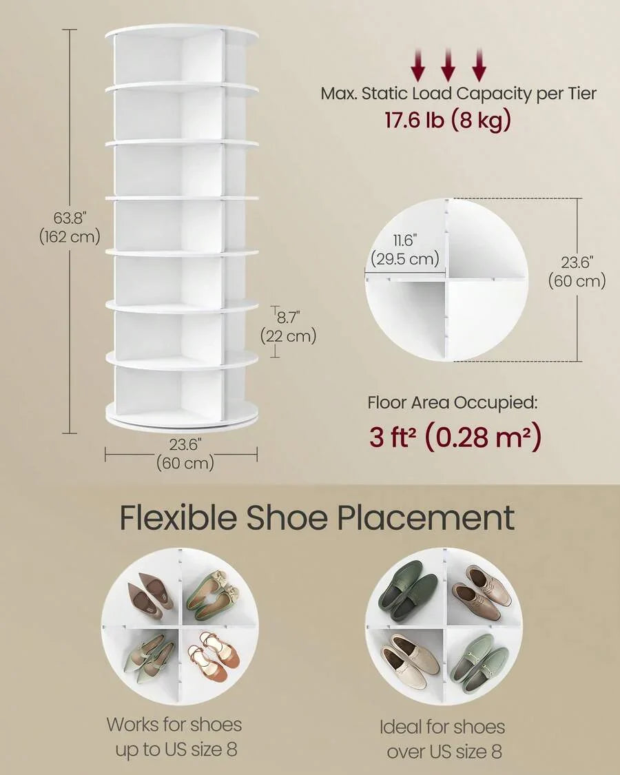 VASAGLE 7-Tier Rotating Shoe Rack Tower