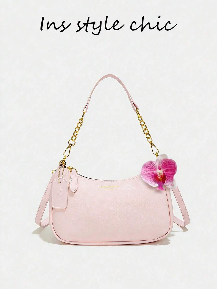 White Ladies' Shoulder Bag Made Of PU Material