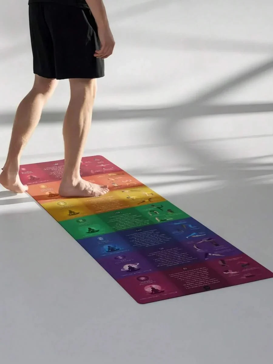 [Rainbow 7 Chakra Yoga Mat] Thick Non-Slip Silica Gel Material Home Fitness Mat