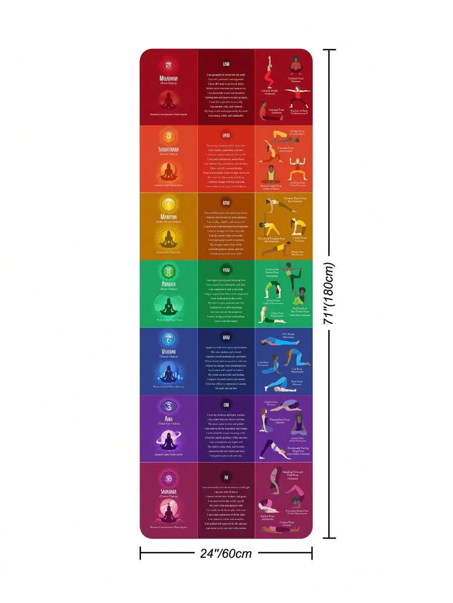 [Rainbow 7 Chakra Yoga Mat] Thick Non-Slip Silica Gel Material Home Fitness Mat