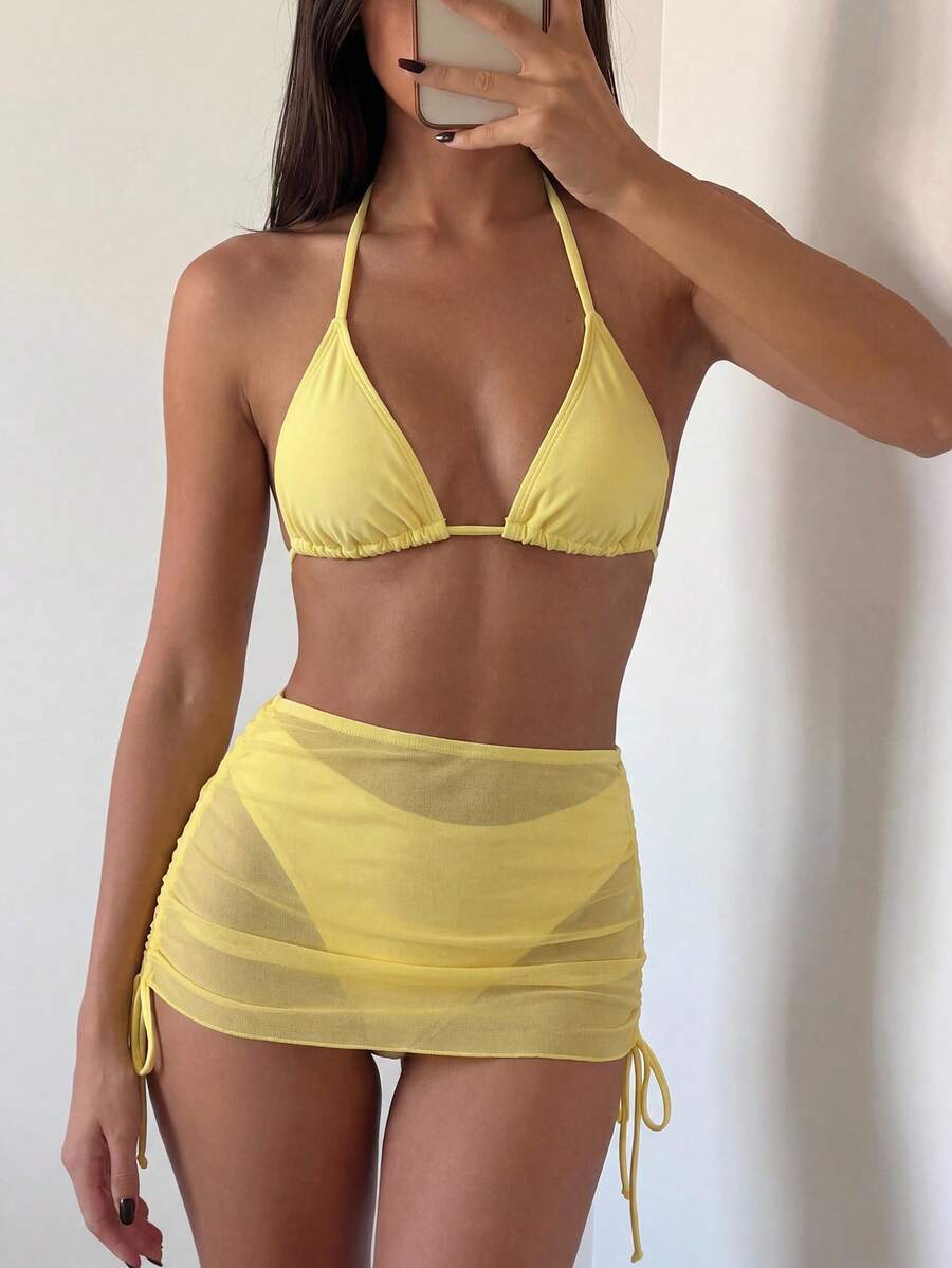 Tie Side Bikini 3-Piece Swimwear For Women