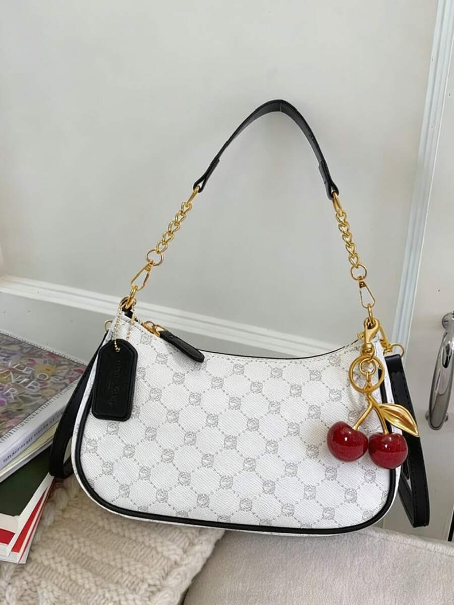 White Ladies' Shoulder Bag Made Of PU Material