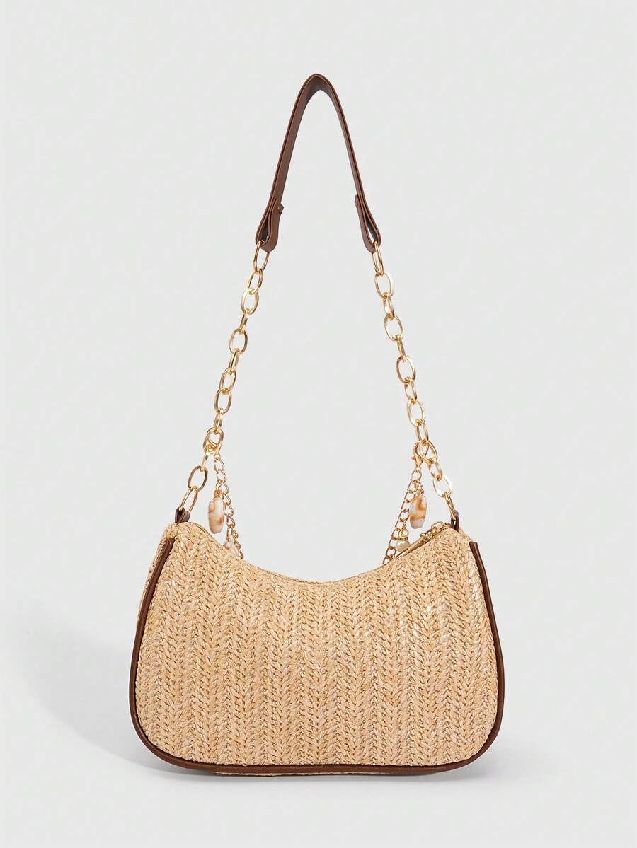 ROMWE Fairycore Resort Style Starfish Shell Decor Straw Bag