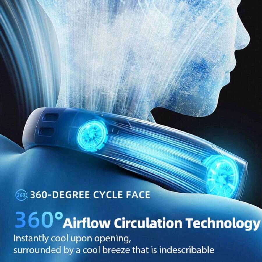 Hands-Free Bladeless Neck Fan Portable Rechargeable, 360° Cooling Neck Fan