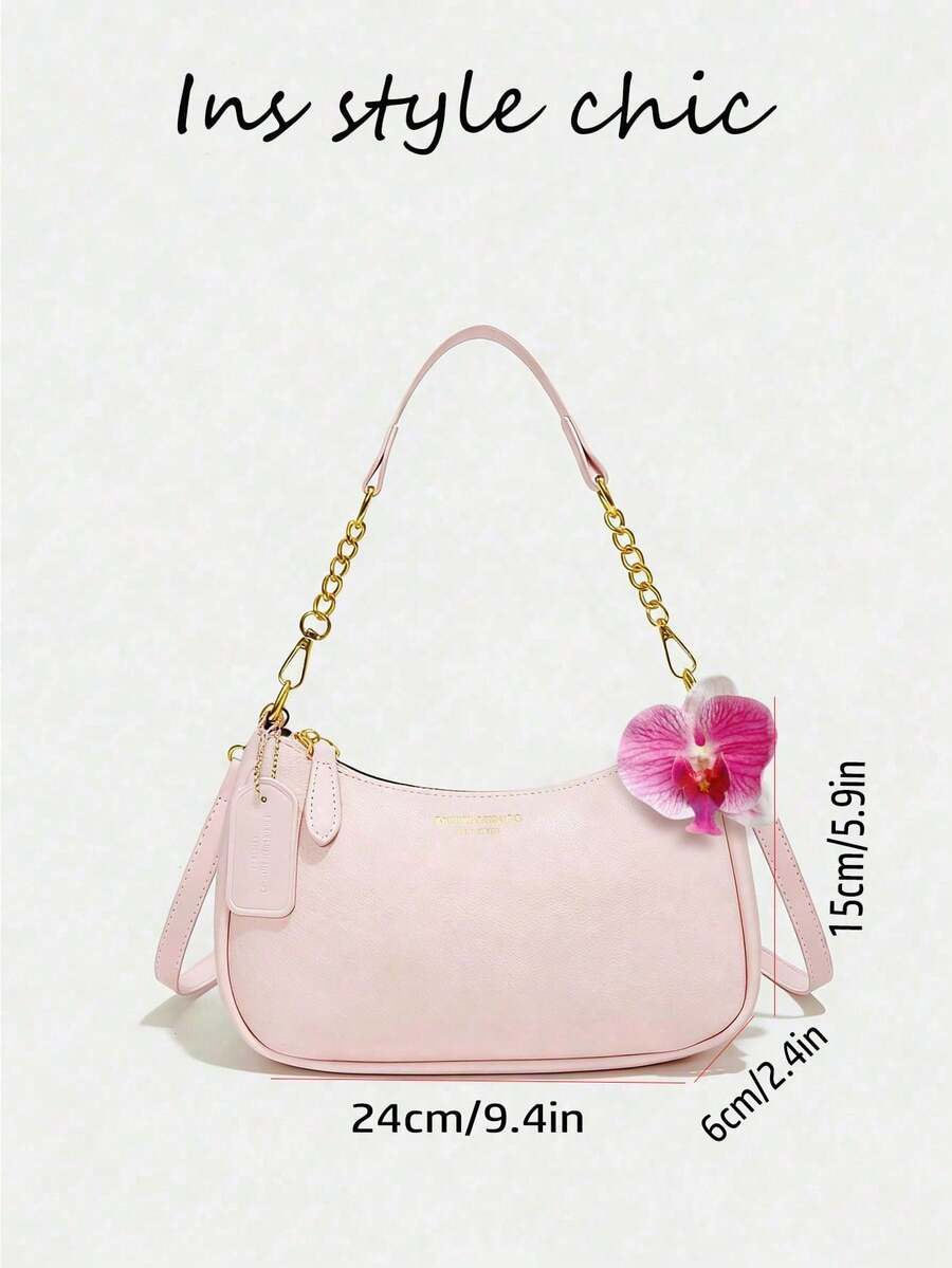 White Ladies' Shoulder Bag Made Of PU Material