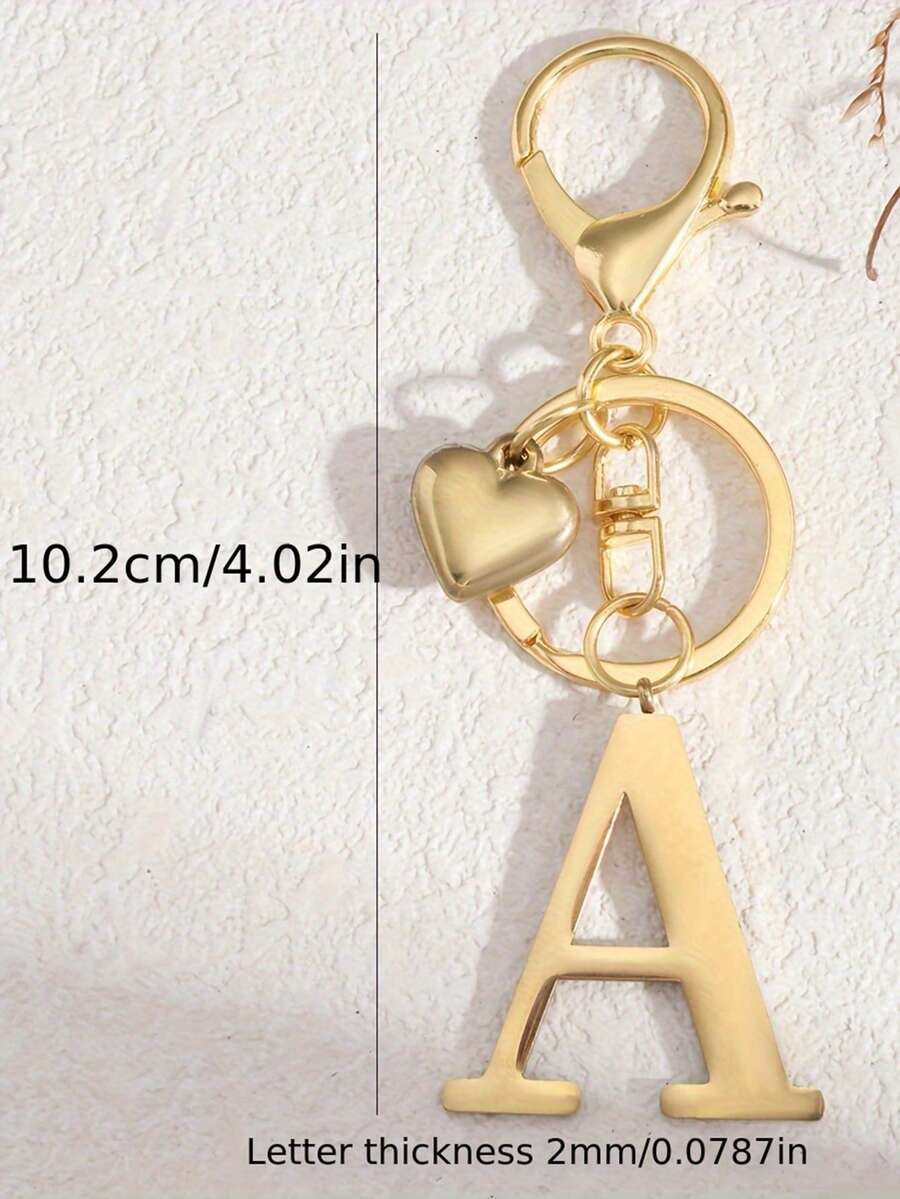 Elegant Metal Heart-Shaped Letter Keychain