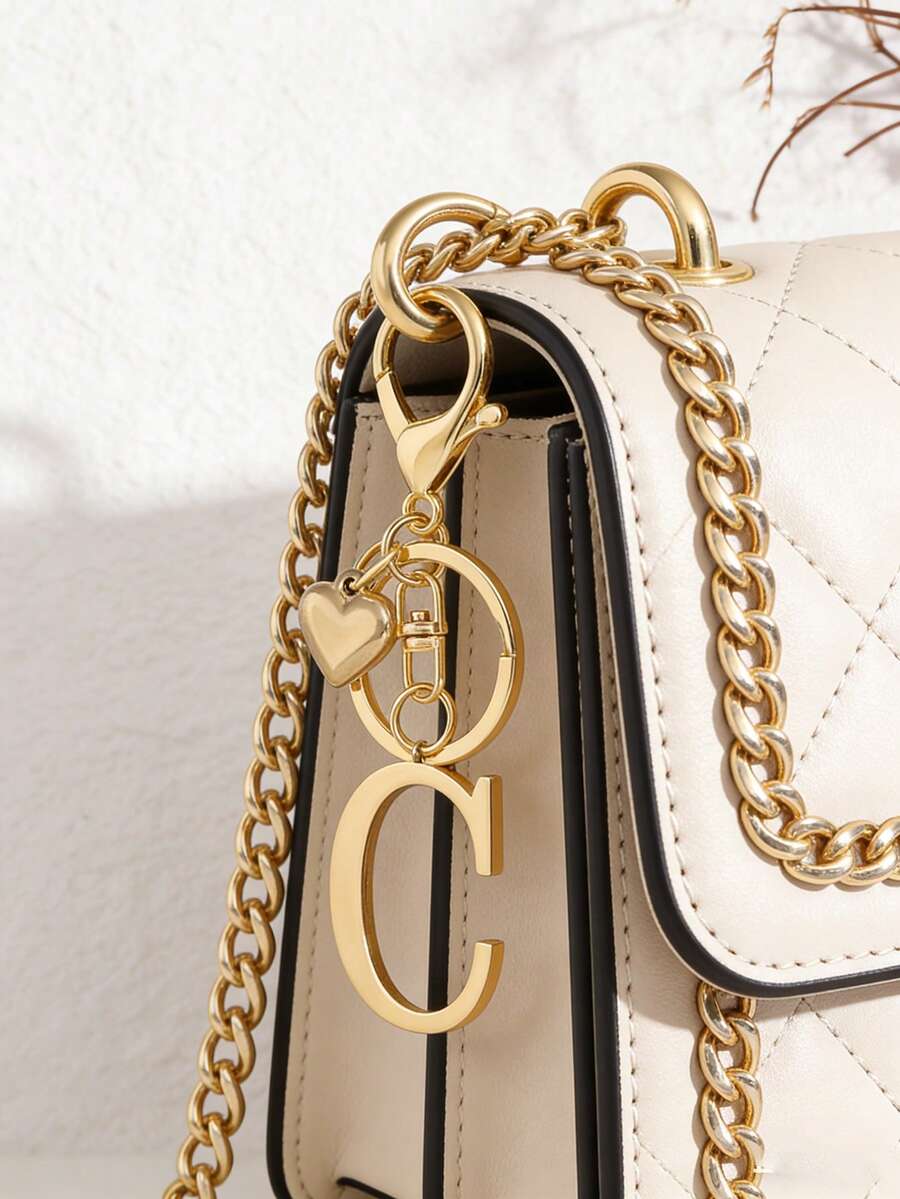 Elegant Metal Heart-Shaped Letter Keychain