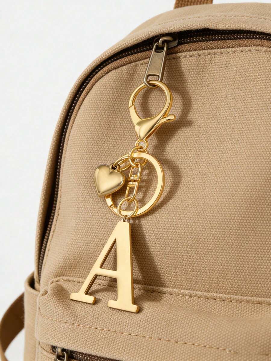 Elegant Metal Heart-Shaped Letter Keychain