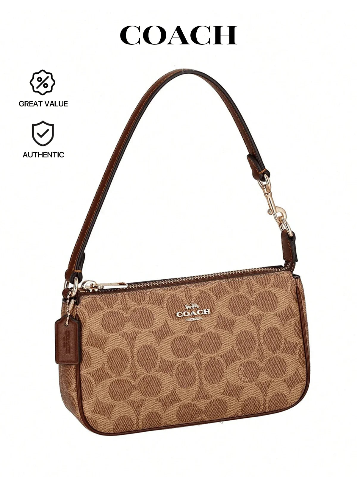 Coach Authentic Nolita 19 Women's Wristlet Crossbody Bag Tan
