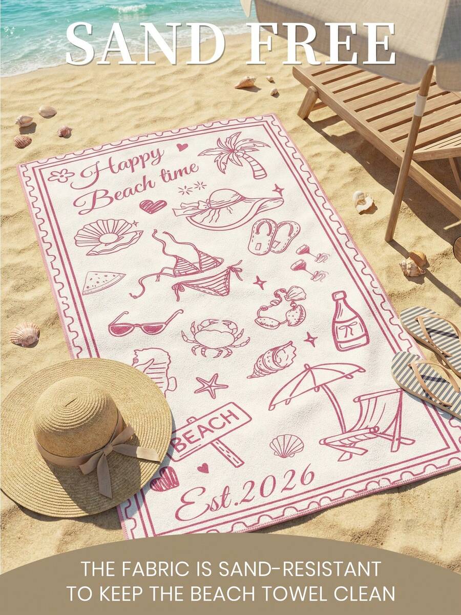Blue Shell Print Beach Towel, Swimming Towel