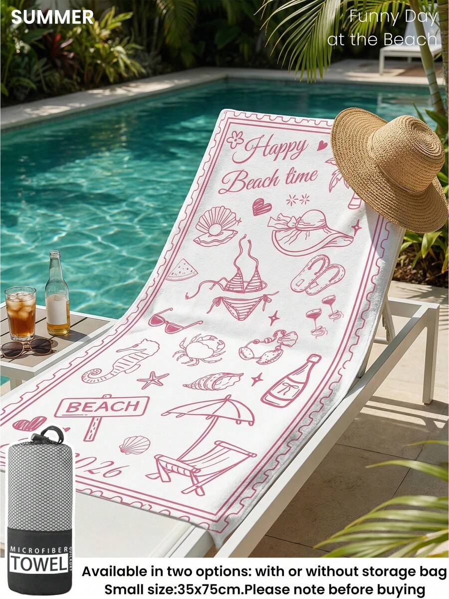 Blue Shell Print Beach Towel, Swimming Towel