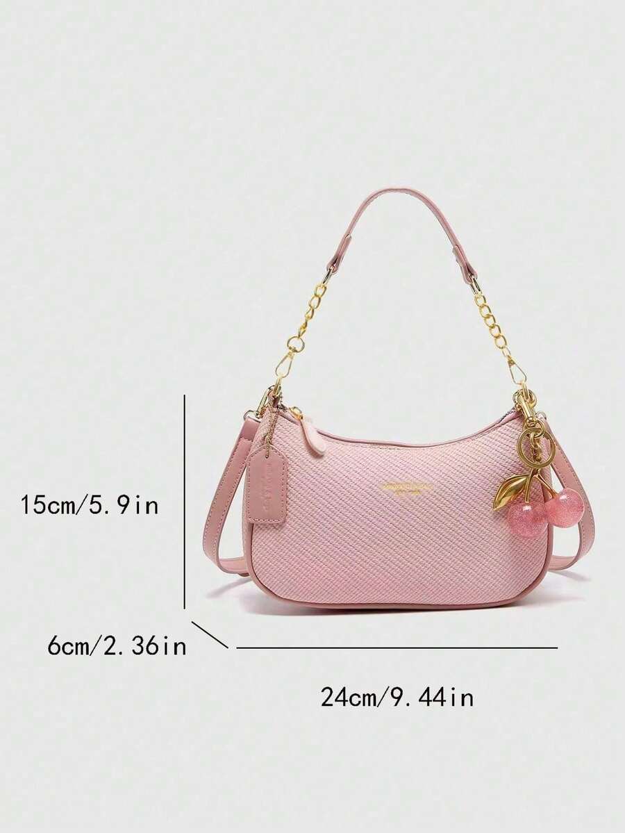 White Ladies' Shoulder Bag Made Of PU Material