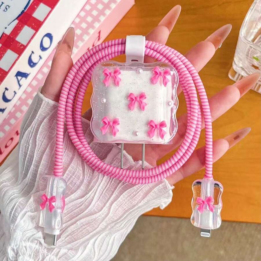 Pearl Design Charger Set, Includes Charging Cable Protector