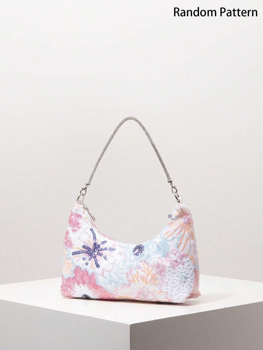 Random Pattern Shoulder Bag, Sequin Bag