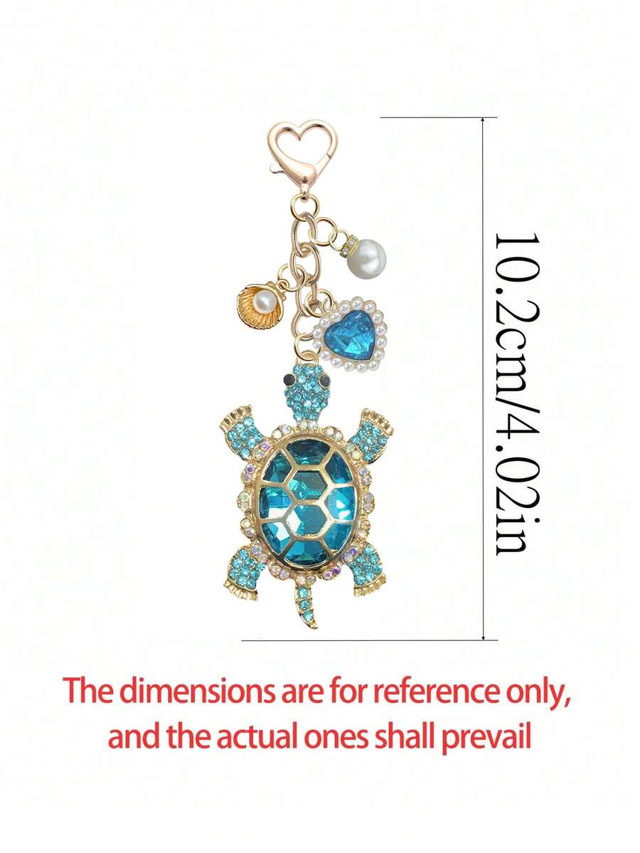 Zinc Alloy Turtle Pendant Keychain With Pearl