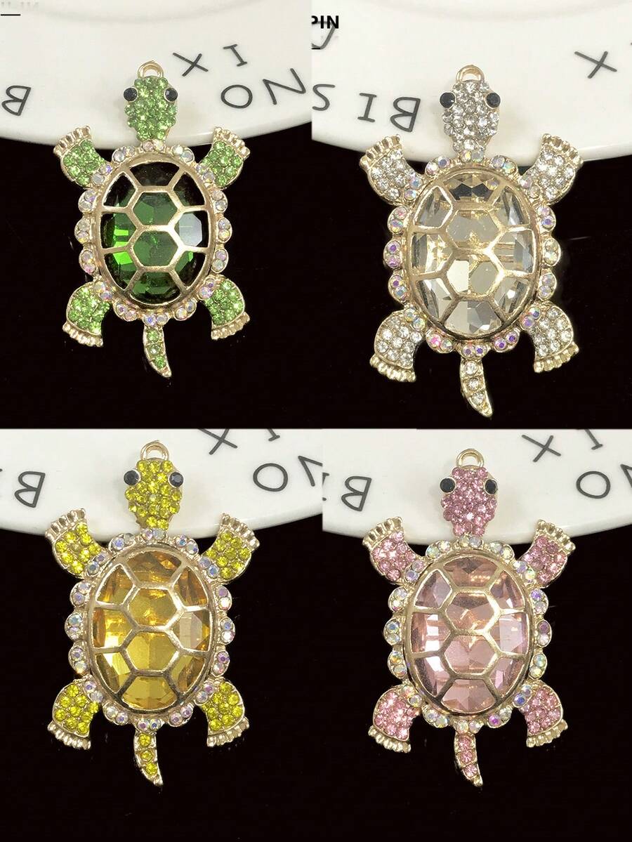 Zinc Alloy Turtle Pendant Keychain With Pearl