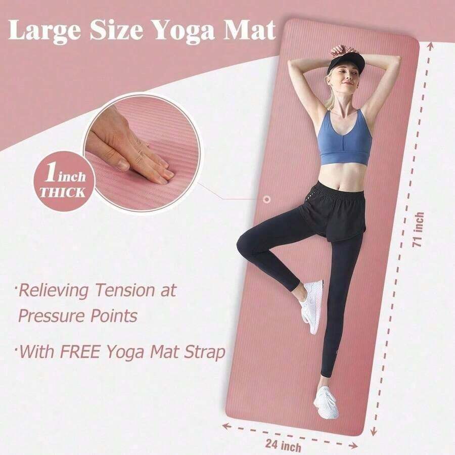 Balance From Yoga Mat 1-Inch Extra Thick High-Density Exercise Mat