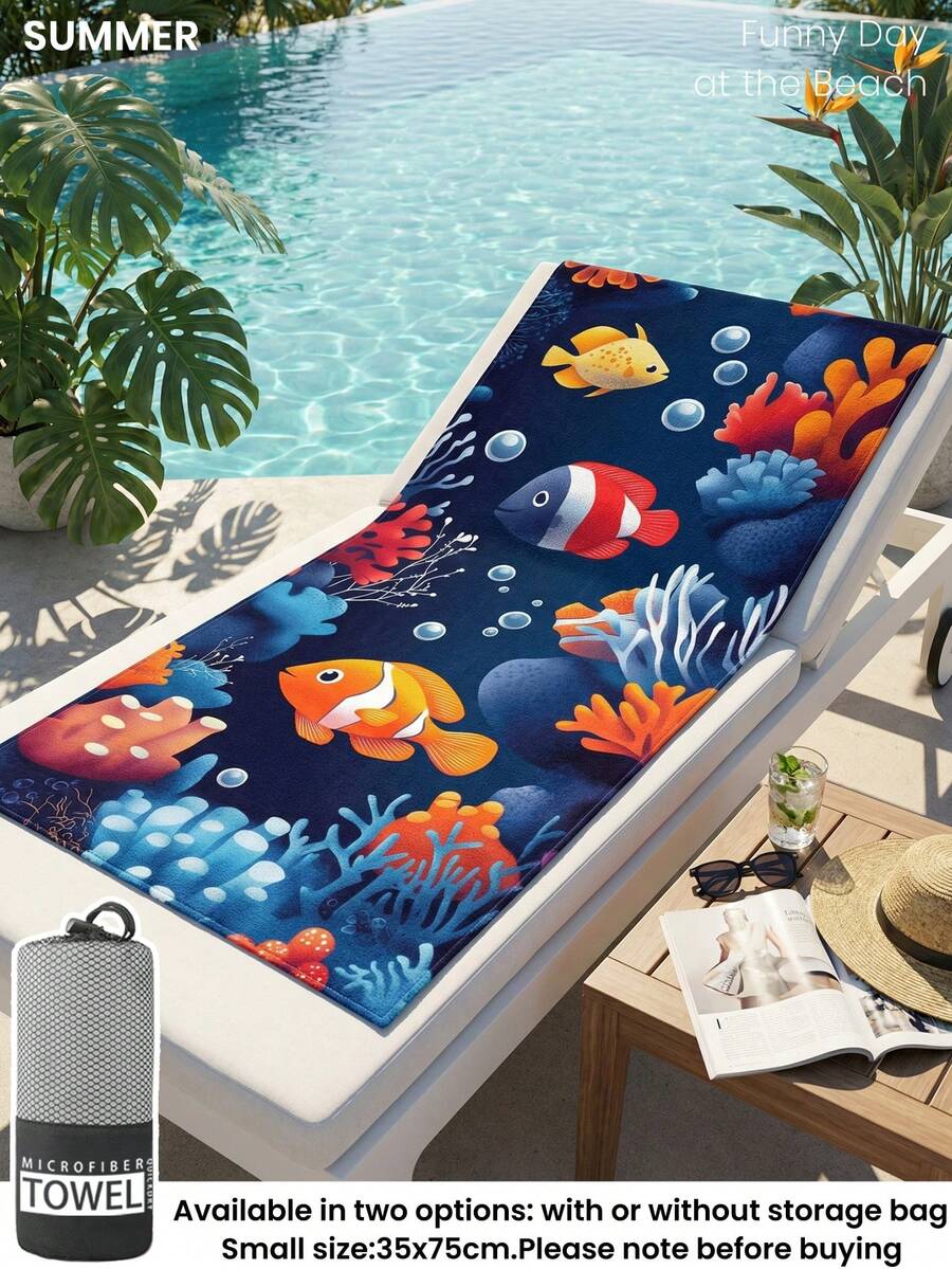 Blue Shell Print Beach Towel, Swimming Towel