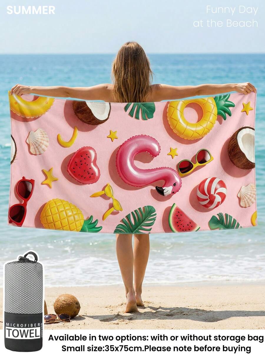 Printed Beach Towel, Flamingo Pattern Swimwear