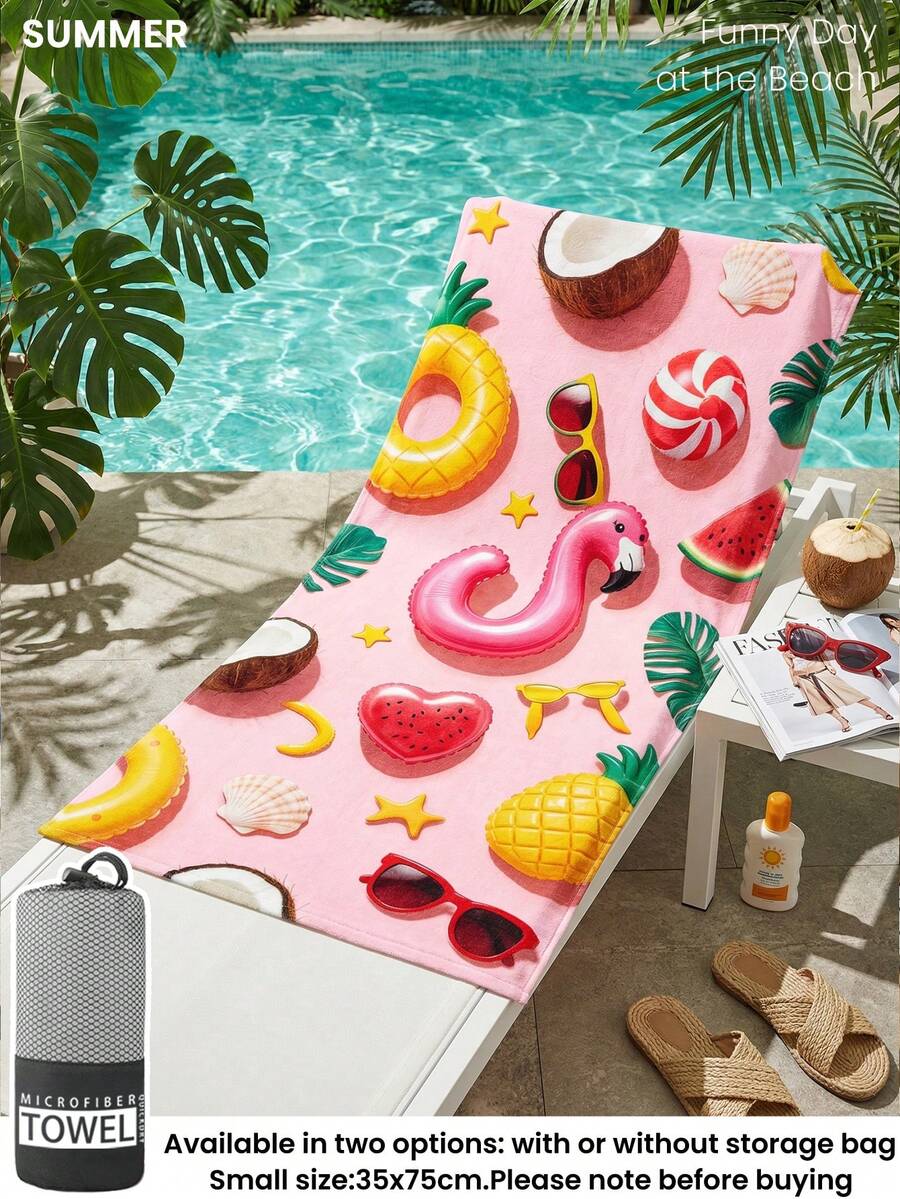 Printed Beach Towel, Flamingo Pattern Swimwear