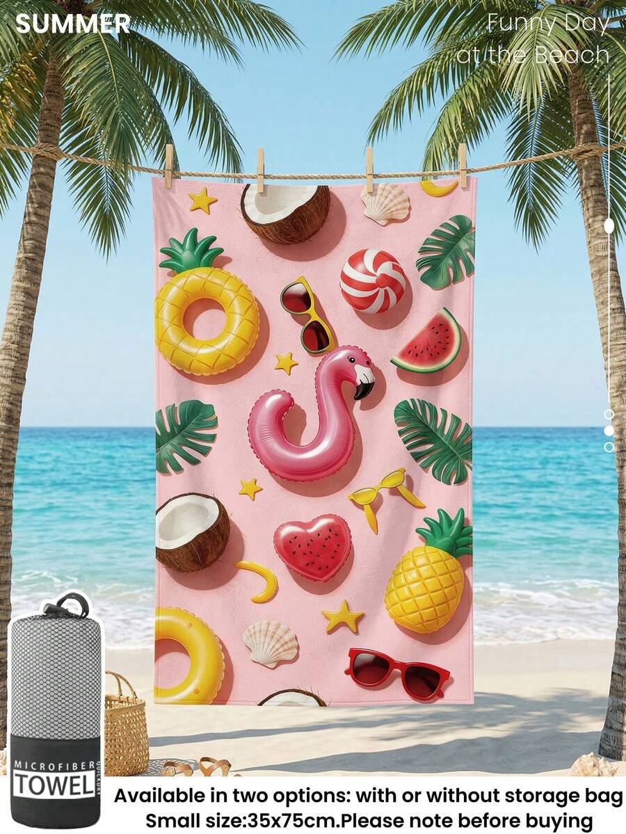 Printed Beach Towel, Flamingo Pattern Swimwear