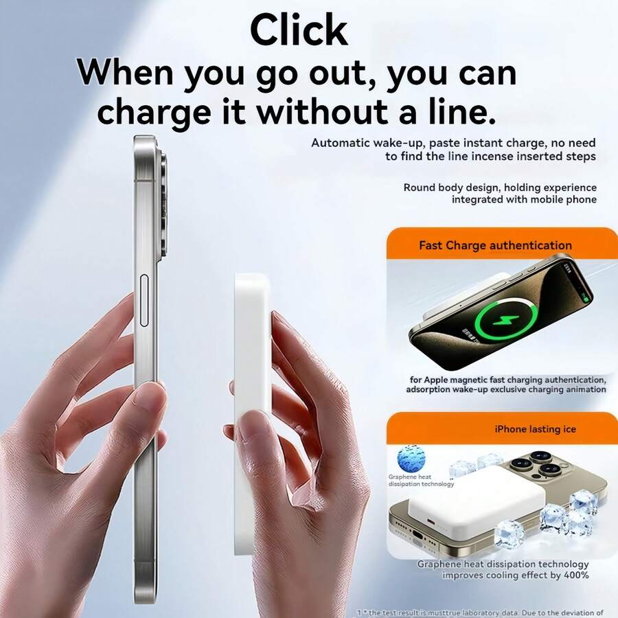 Fast Charging Magnetic Wireless Power Bank With MagSafe Ring Portable Charger