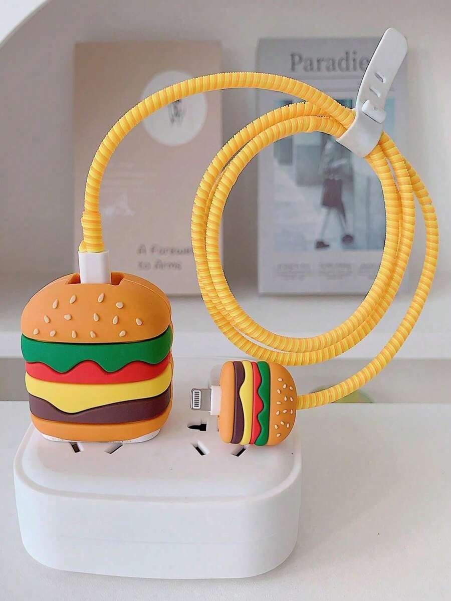 Cartoon Cute Hamburger & Apple Design Protective Case