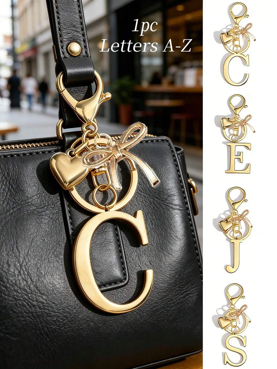 Elegant Metal Heart-Shaped Letter Keychain