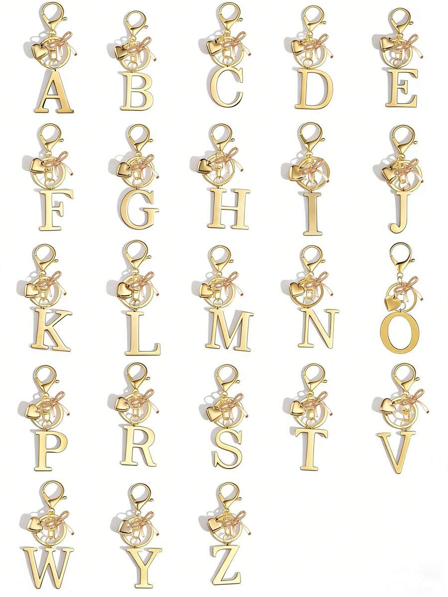 Elegant Metal Heart-Shaped Letter Keychain