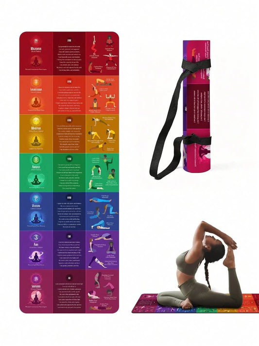 [Rainbow 7 Chakra Yoga Mat] Thick Non-Slip Silica Gel Material Home Fitness Mat