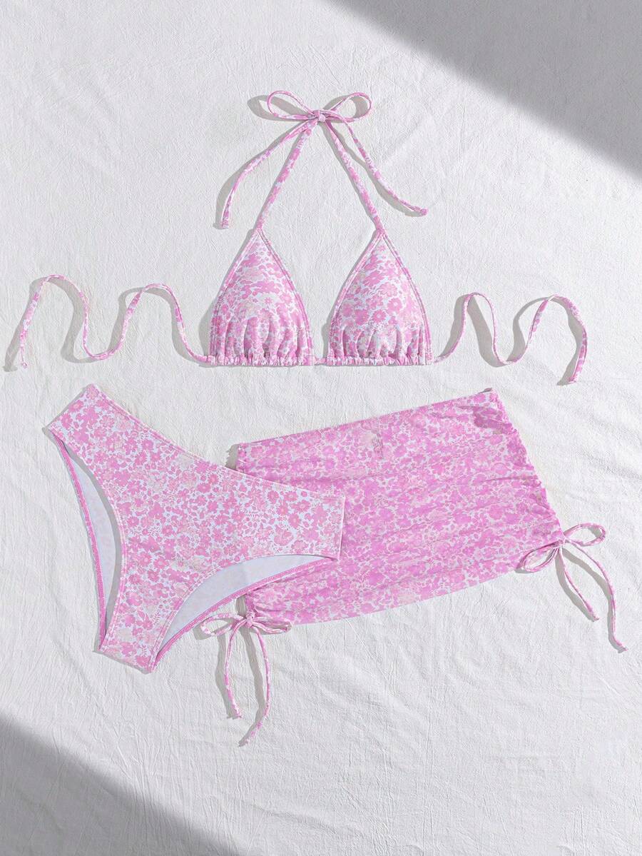 Tie Side Bikini 3-Piece Swimwear For Women