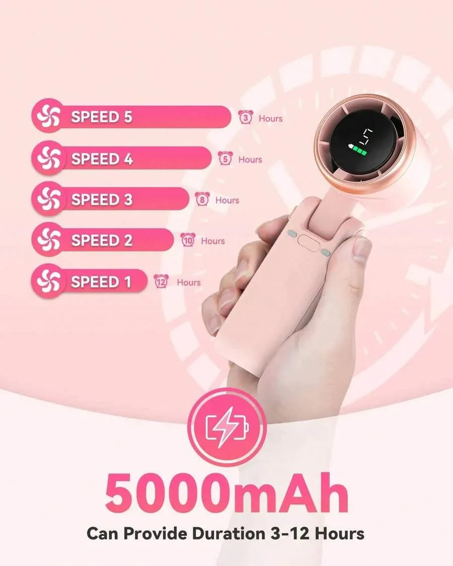 Portable Handheld Turbo Fan, 5 Gear Wind