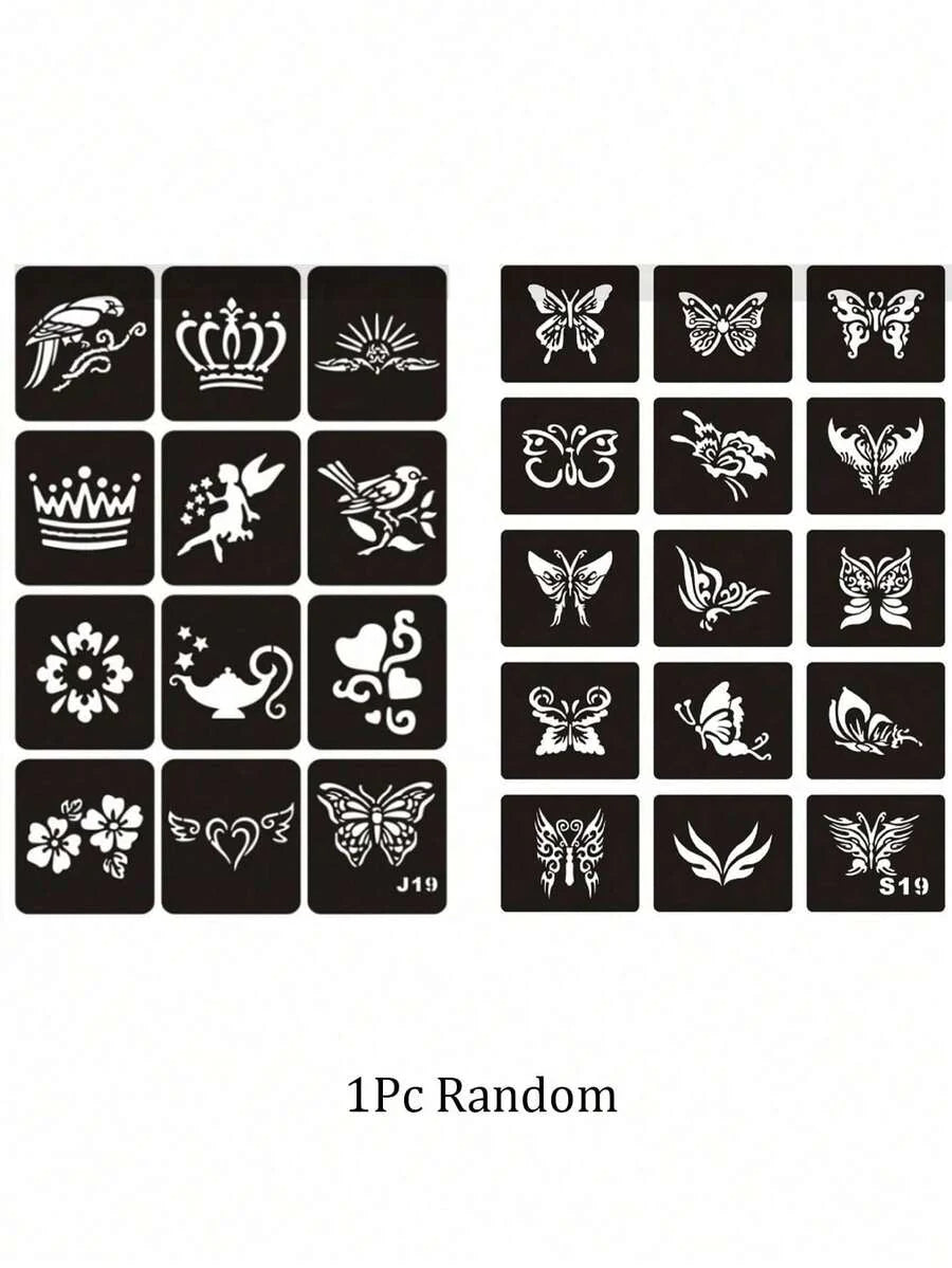 1/2 Pack Reusable Hollow Butterfly Pattern Stencils With Tweezers