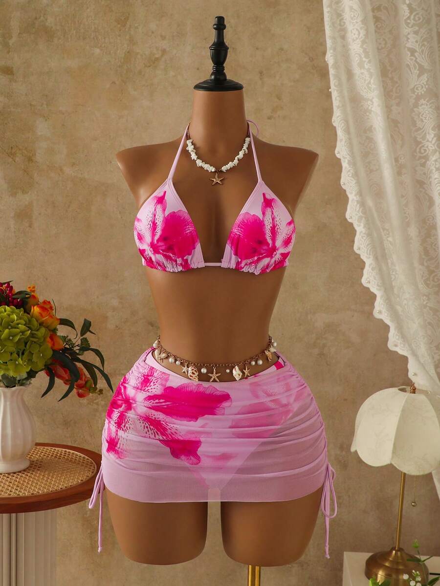 Tie Side Bikini 3-Piece Swimwear For Women