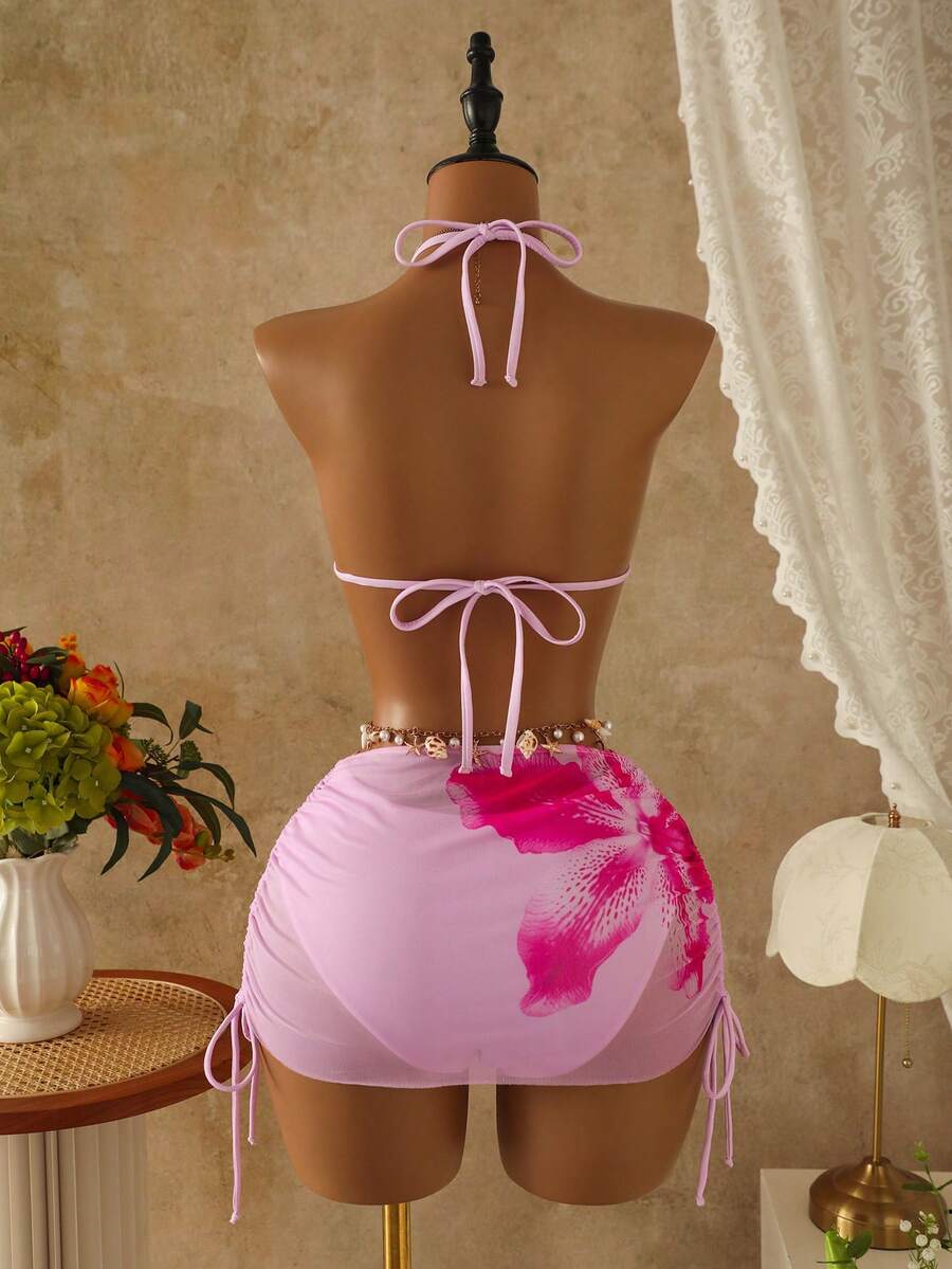 Tie Side Bikini 3-Piece Swimwear For Women