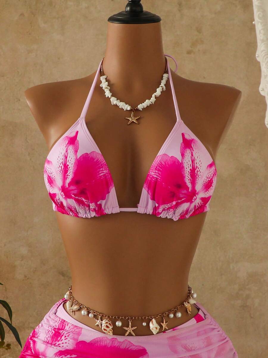 Tie Side Bikini 3-Piece Swimwear For Women