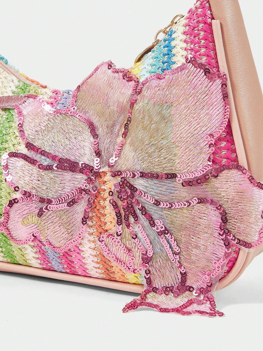 ROMWE Fairycore Summer Beach Starfish Series Woven Shoulder Bag