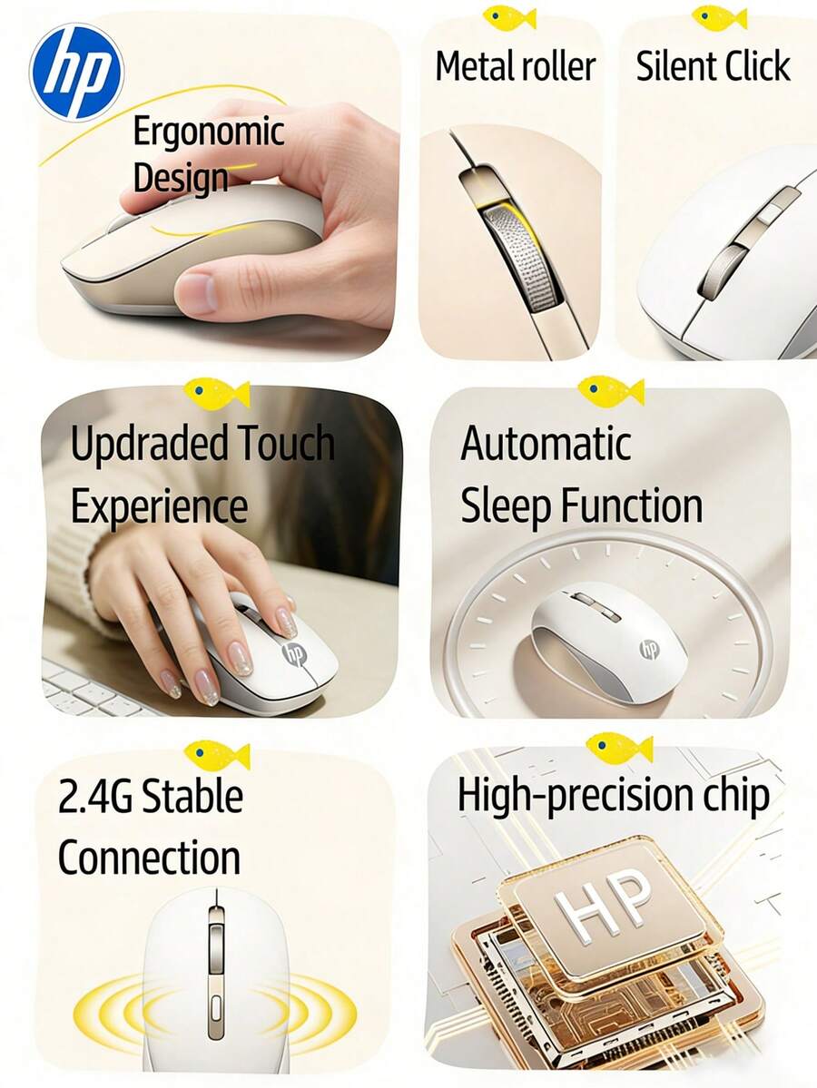 HP Wireless Mouse, Cute Silent, 2.4GHz Stable Connection
