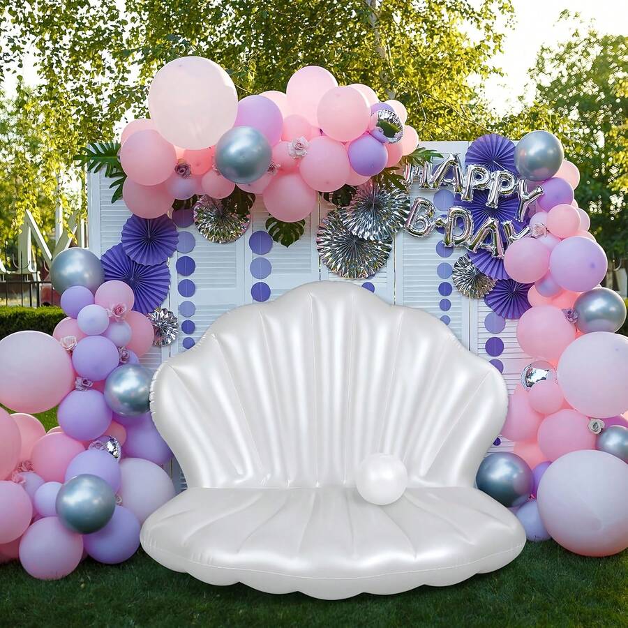1pc White Pearl Shell Shaped Inflatable Raft