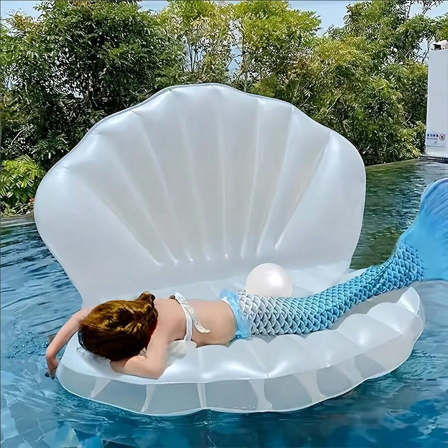 1pc White Pearl Shell Shaped Inflatable Raft