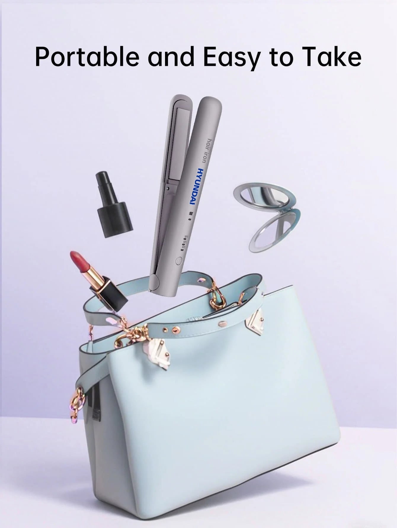 HYUNDAI 2-In-1 Mini Wireless Tourmaline Ceramic Hair Curler