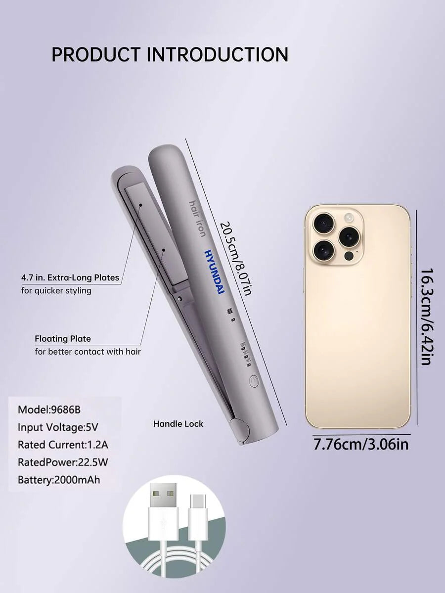 HYUNDAI 2-In-1 Mini Wireless Tourmaline Ceramic Hair Curler