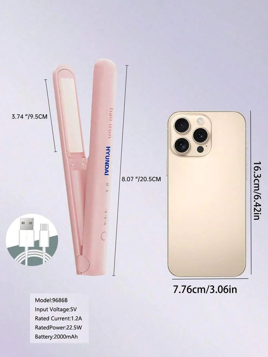 HYUNDAI 2-In-1 Mini Wireless Tourmaline Ceramic Hair Curler