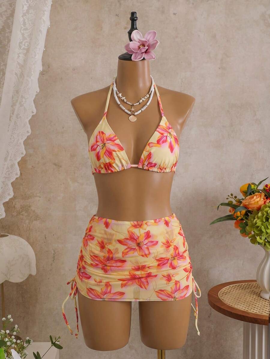 Tie Side Bikini 3-Piece Swimwear For Women