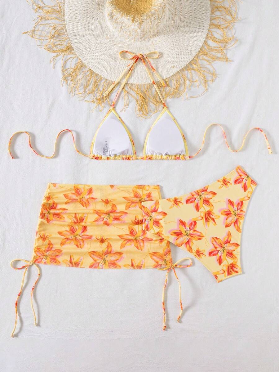 Tie Side Bikini 3-Piece Swimwear For Women
