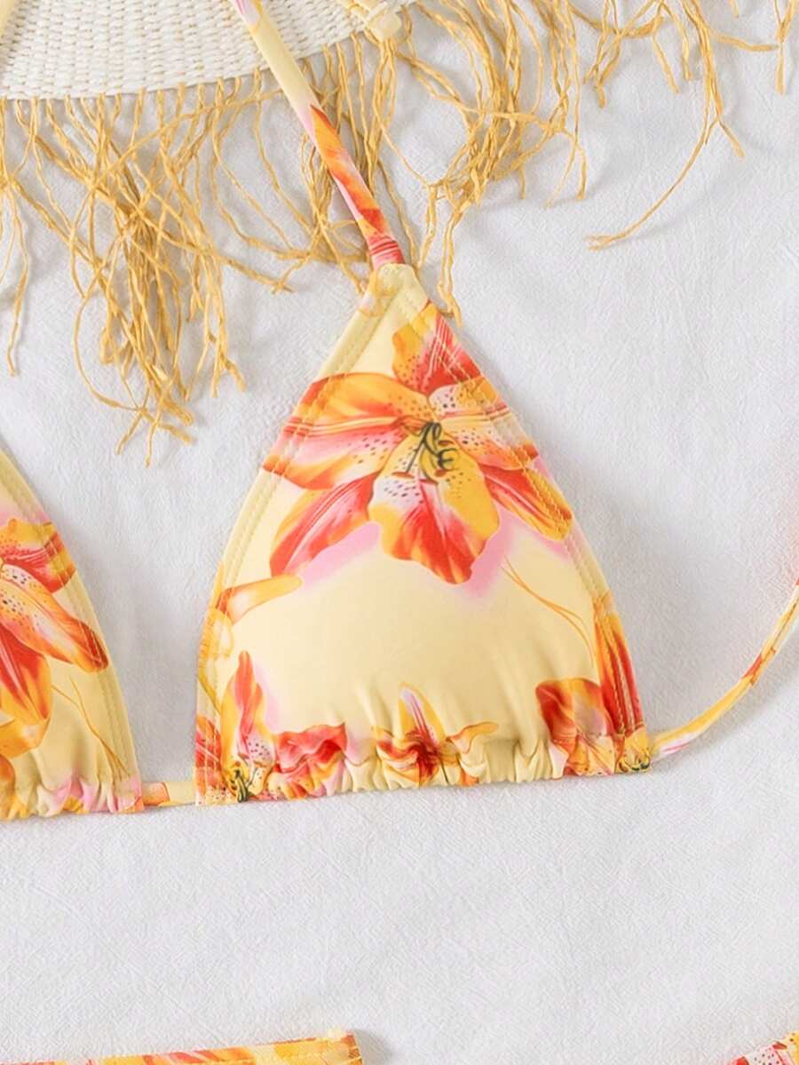 Tie Side Bikini 3-Piece Swimwear For Women